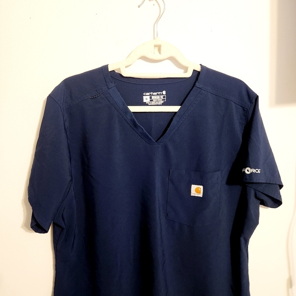 Carhartt | Women's Navy Blue V-Neck Modern Fit Scrubs Top Or Shirt (Size XL) - Picture 3 of 12